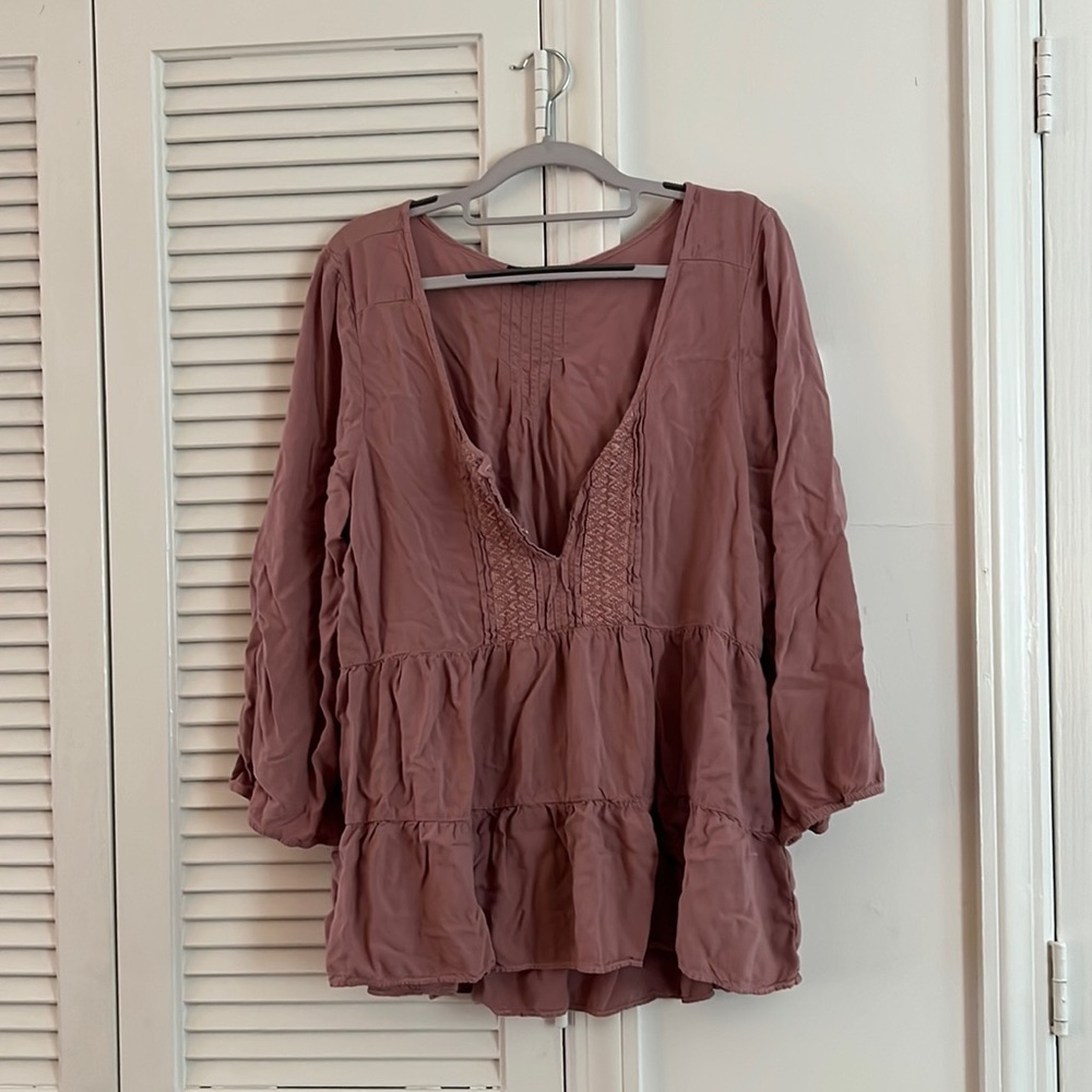 AE Mauve Empire Waist Peasant Top XL 🌸